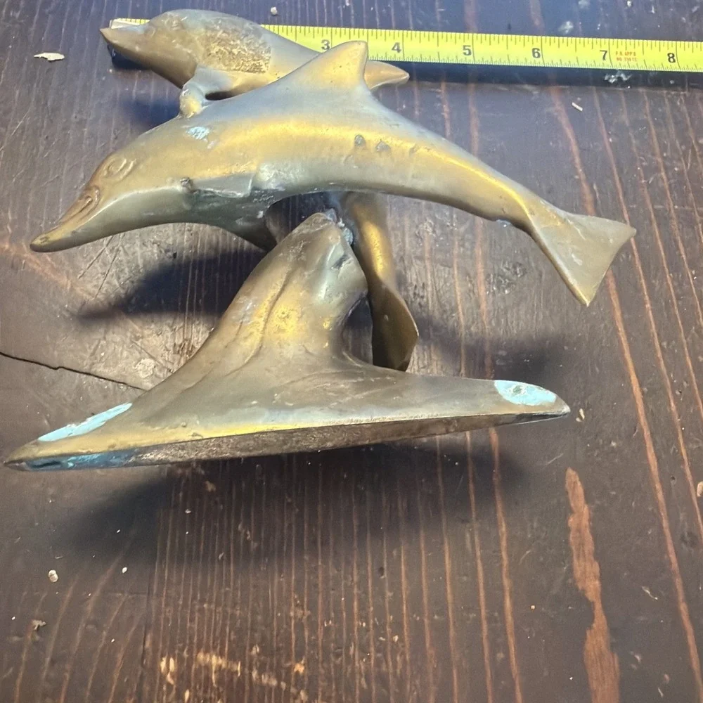 Brass Dolphins Sculpture